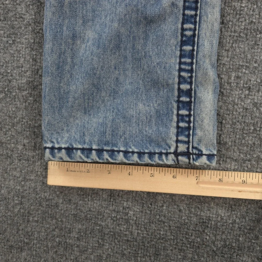 True Religion Jeans Mens 30x33 Light Wash Denim Ricky Straight Logo Casual Prep